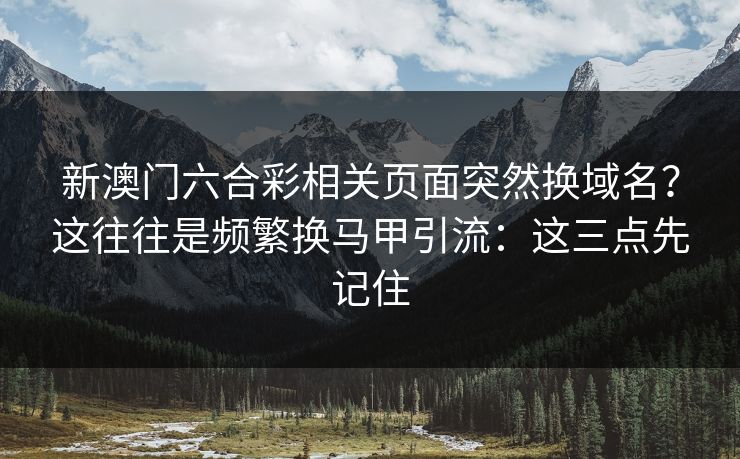 新澳门六合彩相关页面突然换域名?这往往是频繁换马甲引流:这三点先记住 新澳门六合彩相关页面突然换域名?这往往是频繁换马甲引流:这三点先记住