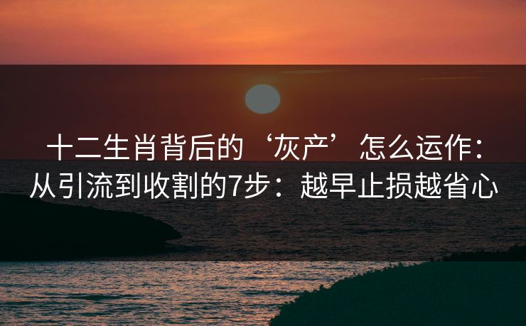 十二生肖背后的‘灰产’怎么运作：从引流到收割的7步：越早止损越省心